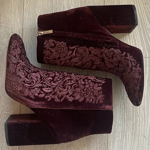 Velvet Embroidered Booties - Picture 1 of 6